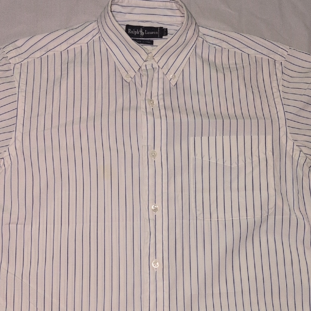 Ralph Lauren Casual Button Down Shirt White with Pinstripes